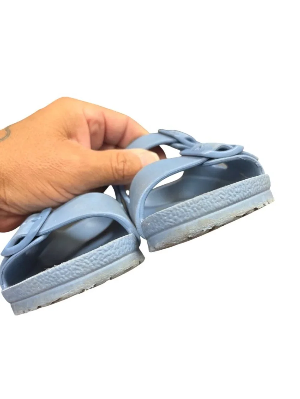 Birkenstock womens blue slip on designer casual sandals sz 33/3.5 SKU 10-520